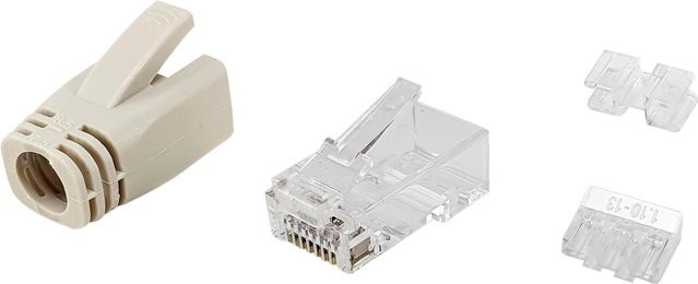 Equip Cat.6A RJ45 Stecker-Satz für Ethernet/LAN, 100 Stück, Farben: Transparent und Weiß, Breite: 48 mm, Tiefe: 13,5 mm - Bild 1