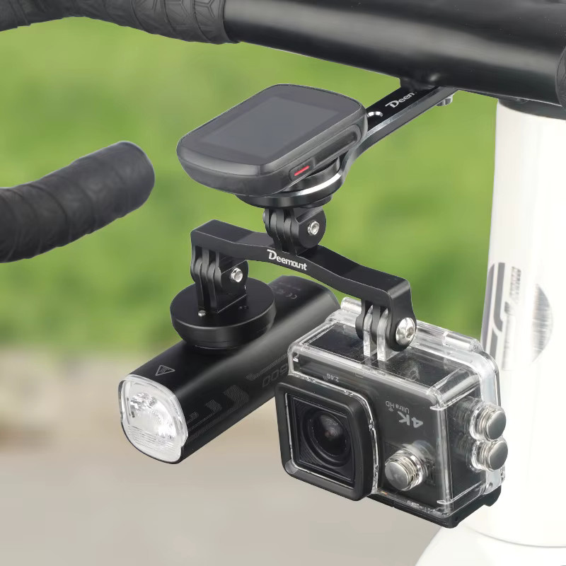 Dual Twin Metall Adapter für GoPro Schnittstelle zur Verlängerung von Fahrrad Computer Halterungen und Scheinwerfern in Schwarz - Bild 5