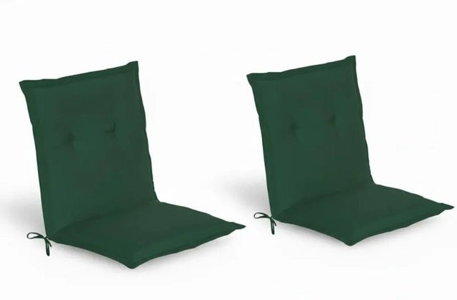 Beautissu 2er Set Niedriglehner Auflage Loft Dunkelgrün B/T/H: 100 x 50 x 6 cm - Bild 1