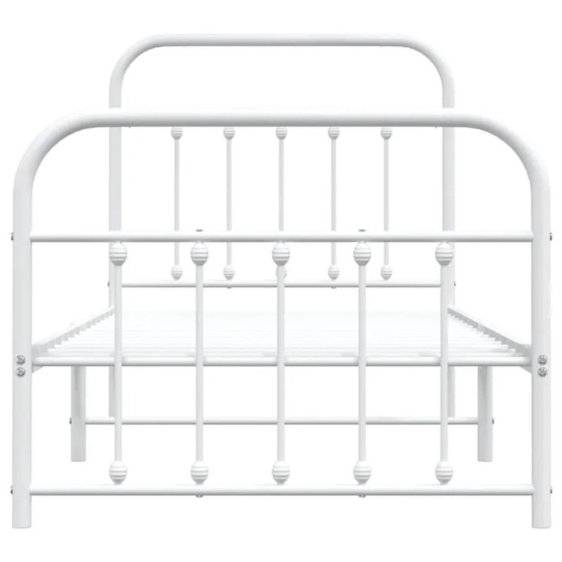 Vidaxl Metall-Bettgestell mit Kopfteil und Fußteil in Weiß, B/L: 90 x 190 cm - Bild 2