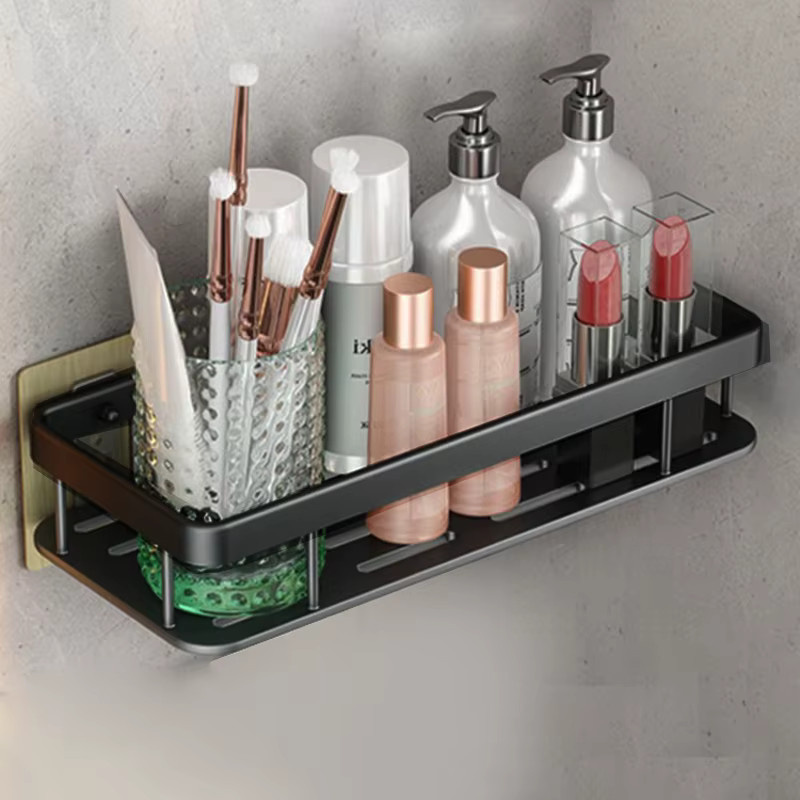 YUNJIEYA Wandregal aus Aluminium für Badezimmer und Küche, Schwarz, Wandmontage - Bild 2