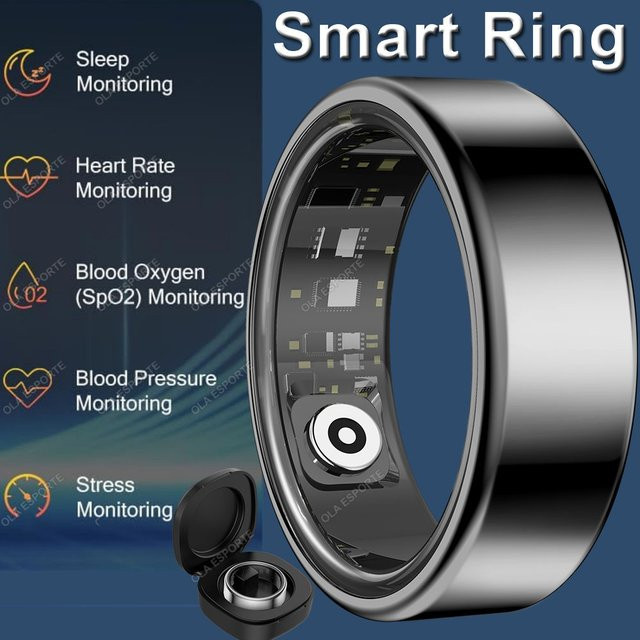 Ola Esporte Smart Ring 2025 in Schwarz mit Blutdruckmessung, Herzfrequenz- und Schlafüberwachung, IP68 & 5ATM wasserdicht, Unisex - Bild 1