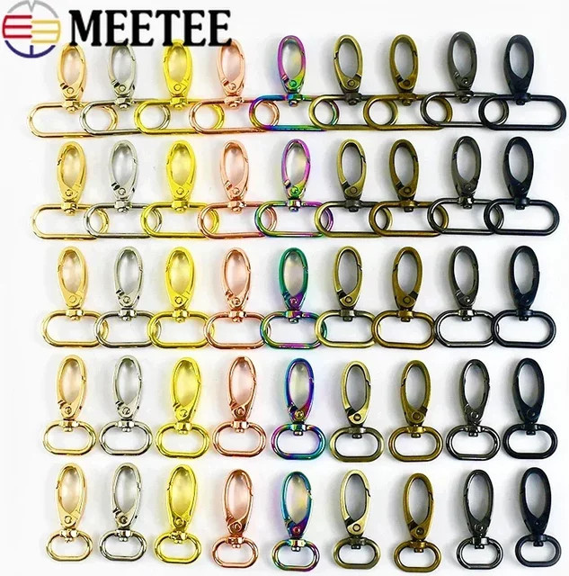 Meetee Karabinerverschlüsse aus Metall, drehbare Karabinerhaken für Handtaschen und DIY-Schlüsselanhänger, Gold und Multicolour, 50 Stück - Bild 1