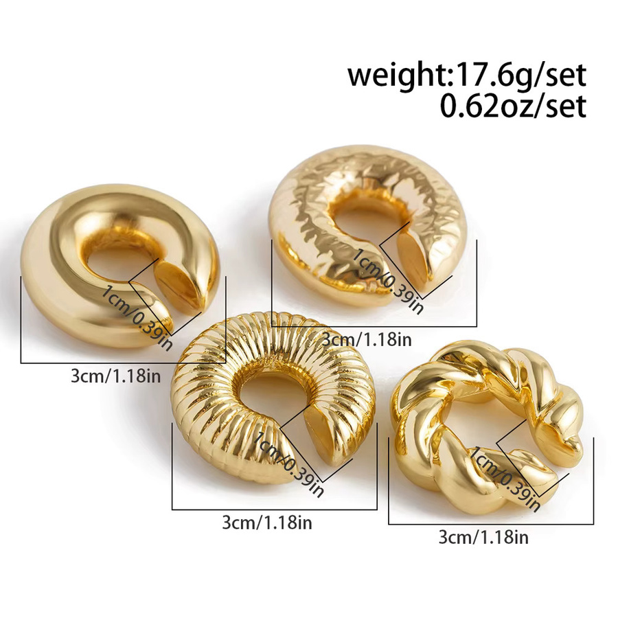 Ohrmanschetten-Ohrringe Gothic, Metall, Gold, Damen - Bild 1