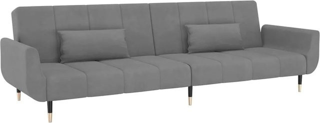 vidaXL Schlafsofa 2-Sitzer Modell 7 aus Samt in Hellgrau mit Schlaffunktion und Armlehnen - Bild 1