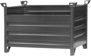 Eichinger-Industrie Vollwand-Stapelpalette aus Stahl mit 4 Seitenwänden und Kranösen, anthrazitgrau, B: 120 cm, T: 80 cm, H: 75 cm - Bild 1