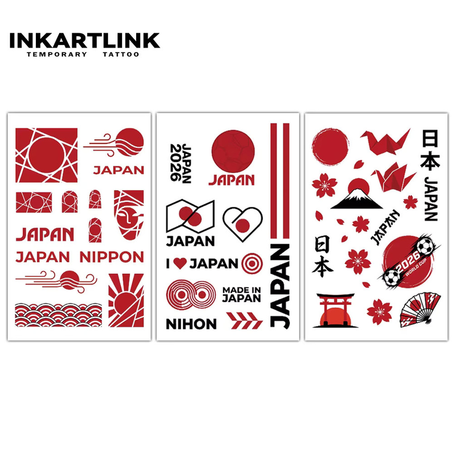 INKARTLINK Set mit 3 temporären Tattoo-Aufklebern, Japan-Flaggen-Serie - Bild 3