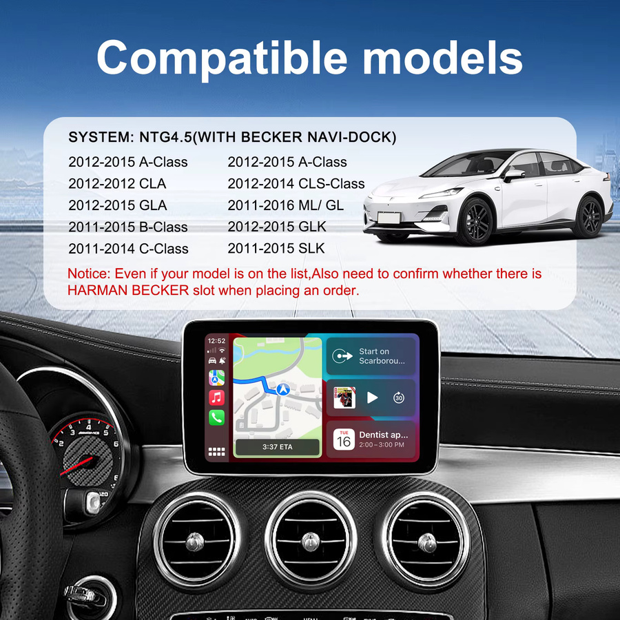 ANYFAR Drahtlose CarPlay und Android Auto Decoder Box für Mercedes Benz NTG4.5 Systeme mit Harman Becker Interface, Schwarz - Bild 6