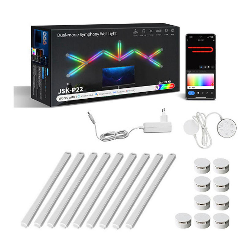 TOMTOP JMS Smart LED Wandleuchte mit WLAN und App-Steuerung, RGB Lichtleiste in Weiß mit Musiksynchronisierung und Dimmfunktion für Schlafzimmer und Spielzimmer - Bild 3