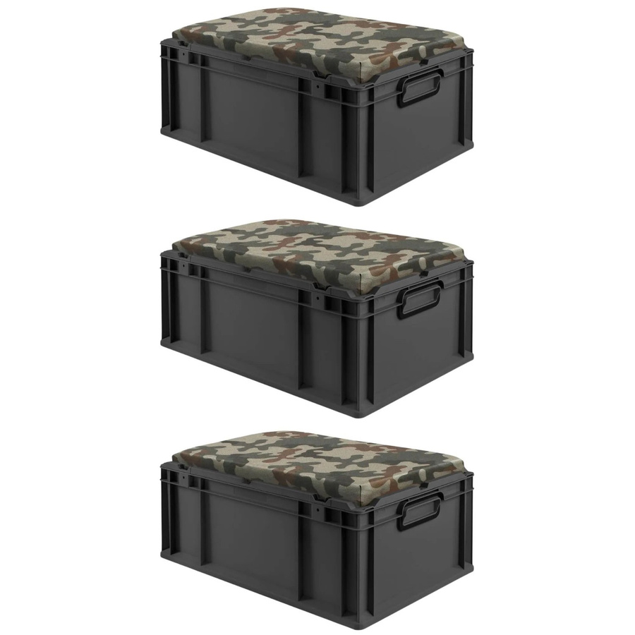PROREGAL Sparset 3x Eurobox Nextgen Seat Box Camouflage in Schwarz und Grün, H x B x T: 26,5 x 40 x 60 cm, 44 Liter, aus Polypropylen - Bild 2