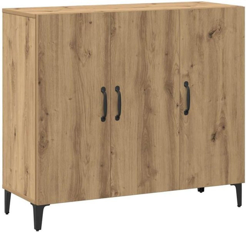 Sideboard Vidaxl Artisan-Eiche in Eiche Natur und Beige im Industrial Design aus Holzwerkstoff und Metall, B/T/H: 90 x 34 x 80 cm - Bild 1