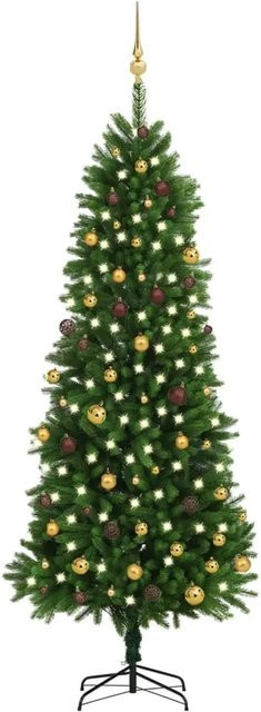 vidaXL Künstlicher Weihnachtsbaum mit LEDs und Kugeln in Grün, Gold und Bronze, Höhe: 240 cm - Bild 1