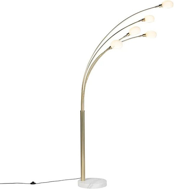 QAZQA Art Deco Stehlampe Marmo in Gold und Weiß mit 5 Lampen und Steinfuß, Höhe: 215,5 cm - Bild 1