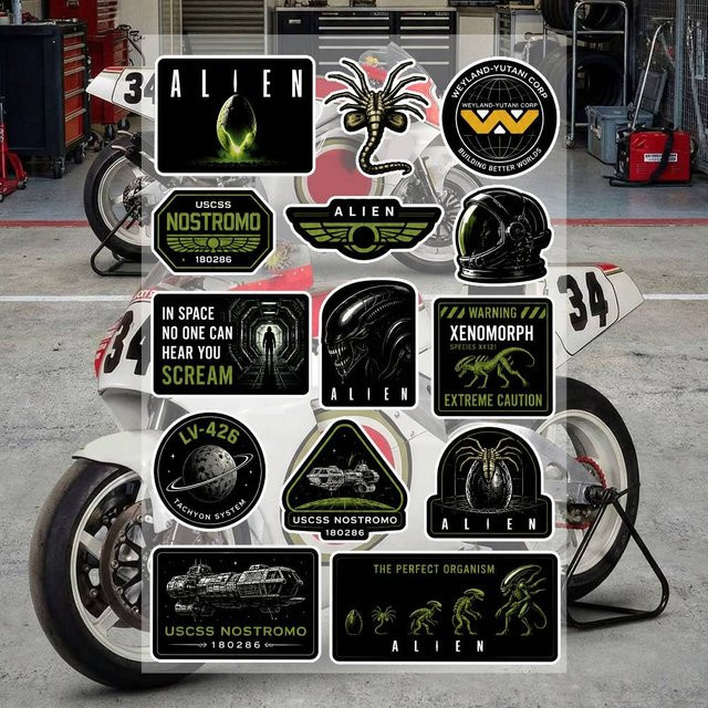 Film A-Alien Ästhetische Graffiti-Aufkleber aus wasserfestem PVC in Multicolour für Motorrad, Skateboard, Auto, Helm und Notizbuch zur DIY-Dekoration - Bild 1