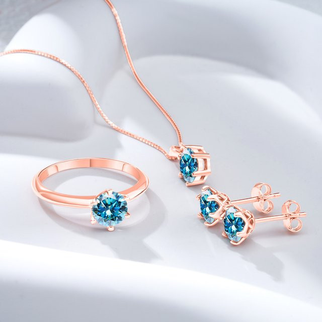 BIJOX STORY Schmuck-Set, 925 Silber, Roségold, Moissanit, Damen - Bild 1
