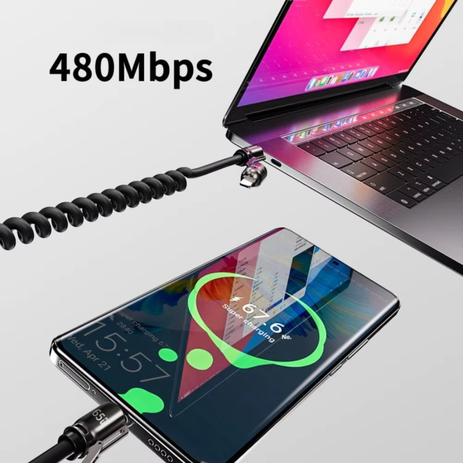 65 W Vier-in-Eins Teleskop Auto Datenkabel in Schwarz mit CarPlay Kompatibilität für Apple und Huawei Geräte - Bild 4