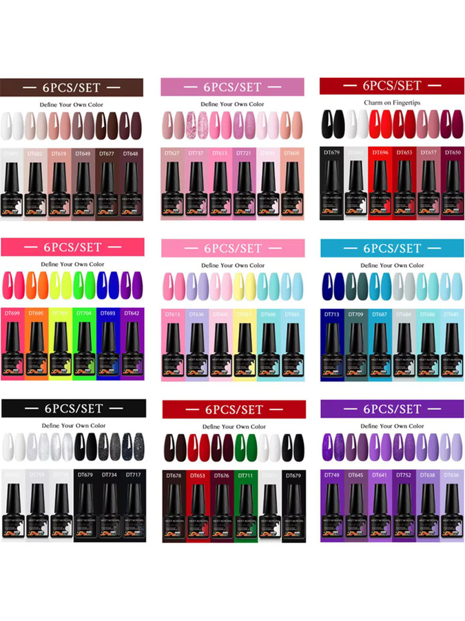 Meet Across Gel-Nagellack-Set, 6-teilig, HEMA-frei, glänzend, 7,3 ml - Bild 3