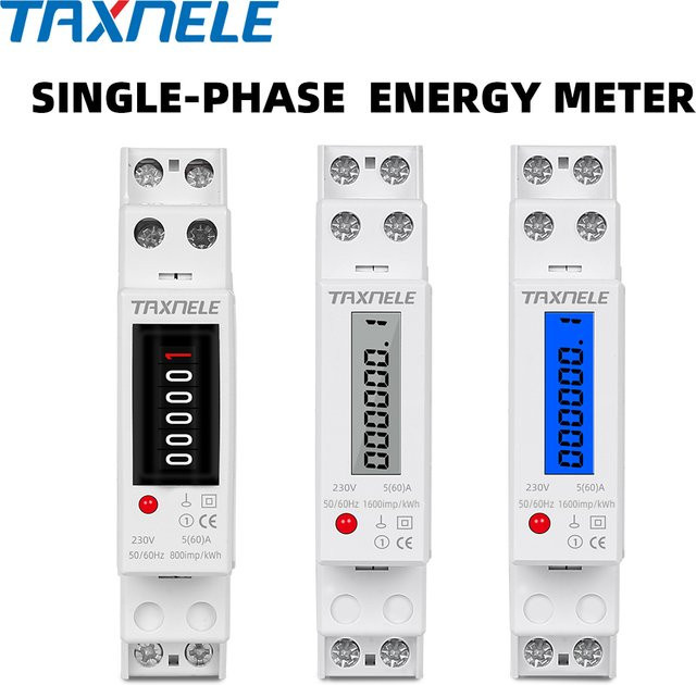 APNEU Digitales Wattmeter für einphasigen Strom 230V 50Hz mit LCD-Anzeige, Energieverbrauchsmesser kWh, weiß, 18mm Breite, DIN-Schienen-Montage - Bild 1
