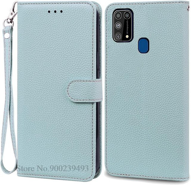 Samsung Galaxy M31 Hülle Silikon Leder Flip Wallet Cover in Blau für M315F - Bild 1