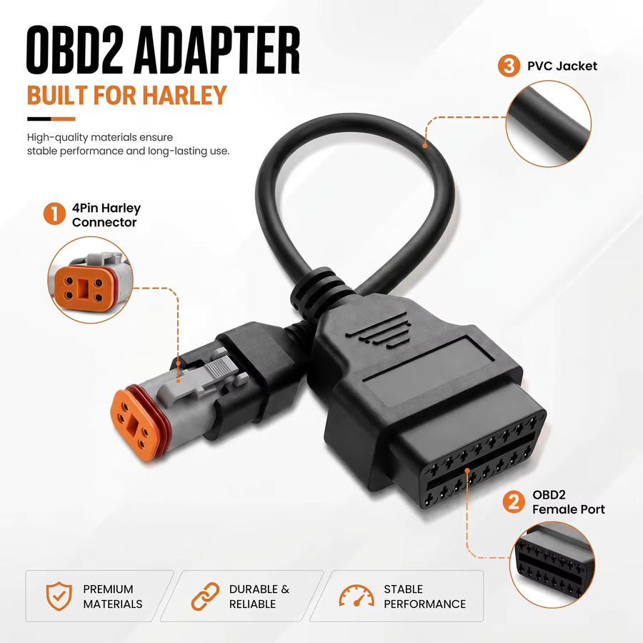 X-OBD 2-in-1 Diagnose-Verlängerungskabel für Harley Davidson, OBD2-Adapter für J1850 ECU-Tuning, Schwarz - Bild 2