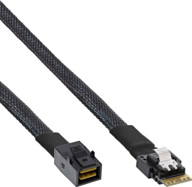 InLine Slim SAS Kabel SFF-8654 zu Mini SAS HD SFF-8643, 24Gb/s, schwarz, Länge: 0,5 m (27643A) - Bild 1
