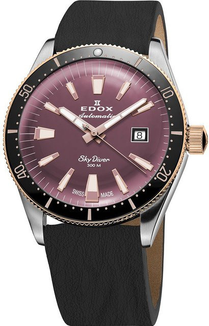 Edox Skydiver Automatik, Edelstahl, Lila, 38 mm, Damen - Bild 1