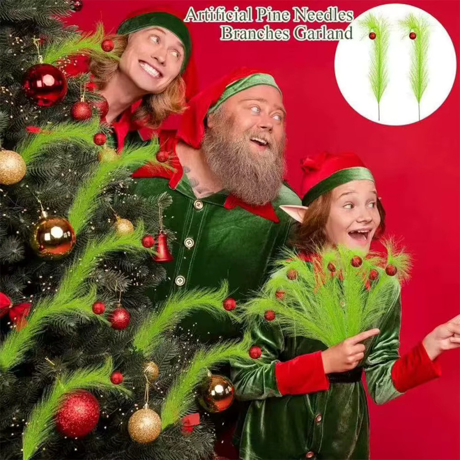 Runtowo 10er Set Weihnachtsbaumspitzen in Lindgrün mit lockigen Stielen für deine Weihnachtsdekoration - Bild 4