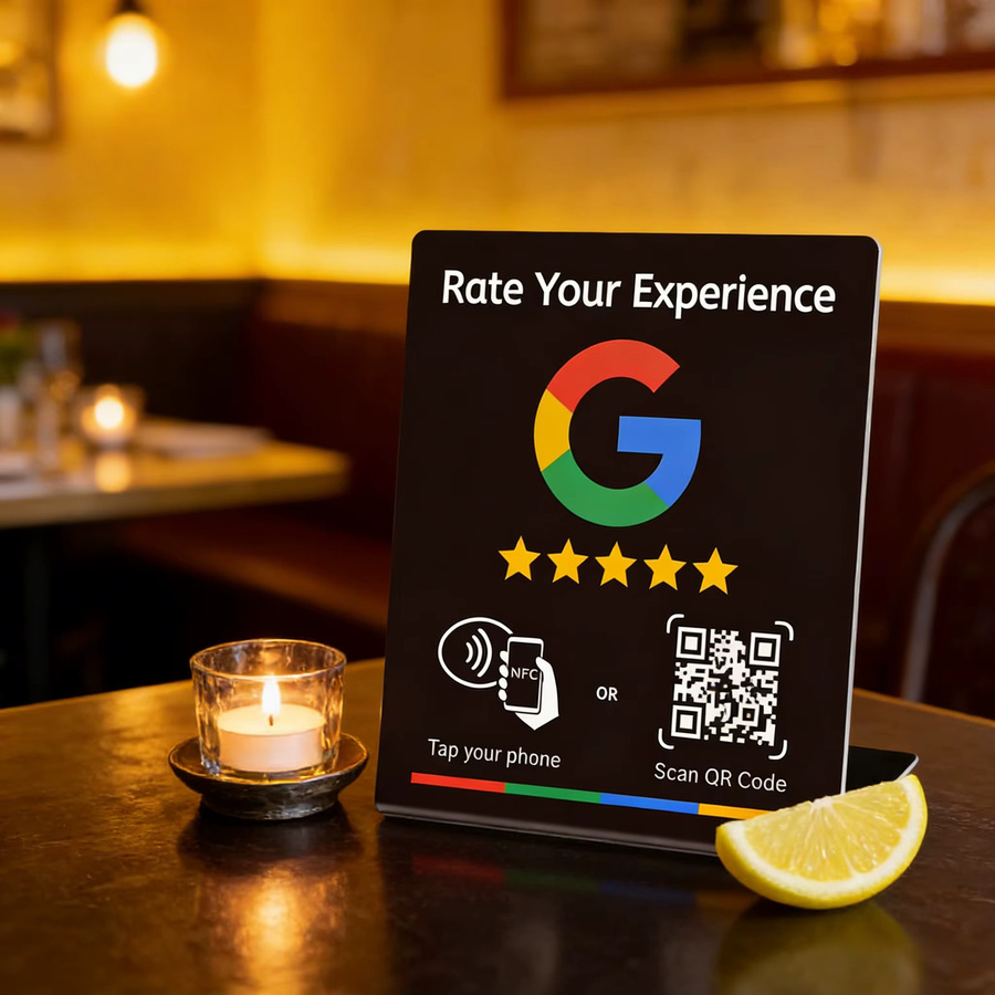 HACHANLUN NFC 215 Tischdisplay-Ständer mit programmierbarem QR-Code für Google-Bewertungen in Schwarz oder Weiß - Bild 4