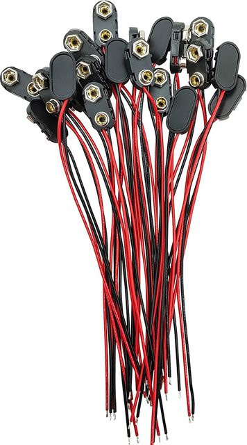 AOKIN 9-Volt-Batterieanschlüsse I-Typ mit Kupferdrahtkabel und Kunststoffgehäuse in Schwarz - Bild 1