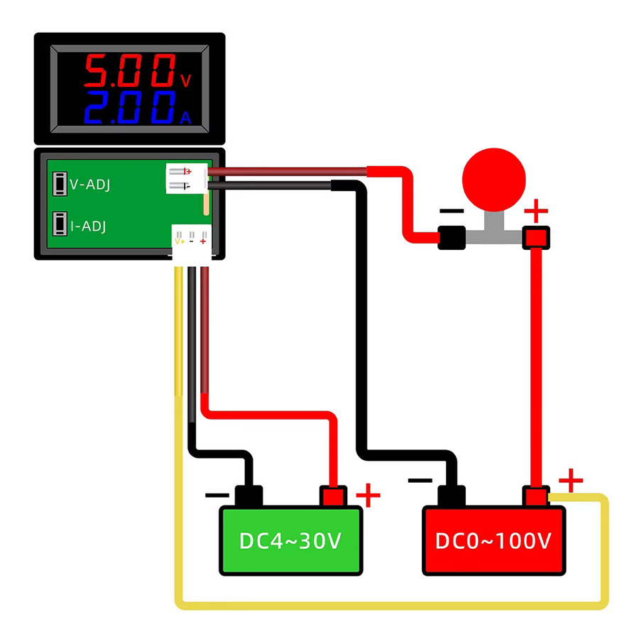 Aideepen Digitales Voltmeter Amperemeter CM430 Spannungs-Strom-Messgerät mit 0,28 Zoll Rot-Blauem LED Dual-Display DC 0-100V 10A - Bild 5