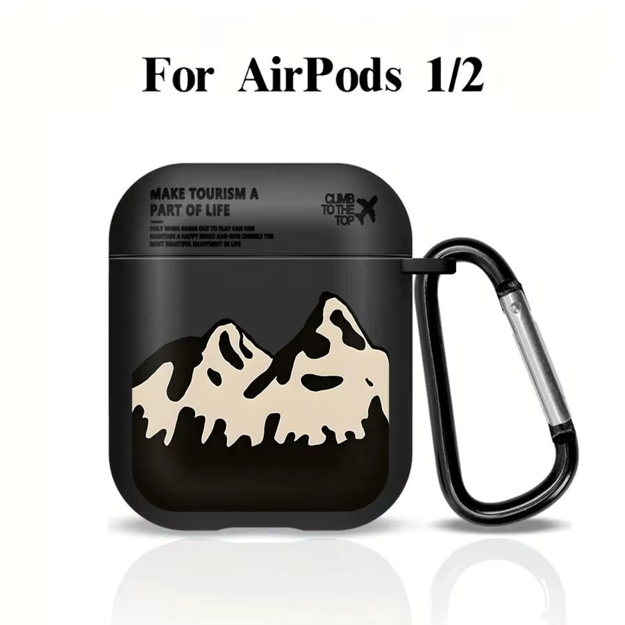 Schutzhülle für Apple AirPods Pro 1, 2 und 3 mit Landschafts- und Flugzeugmotiv in Schwarz - Bild 2