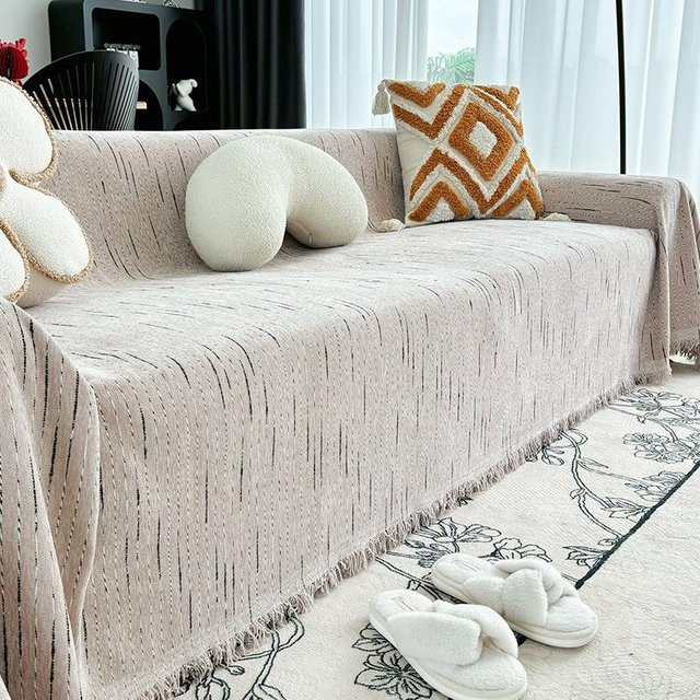 Moderne Chenille Sofa Kissen Abdeckung und Decke für alle Jahreszeiten, B/B: 110 x 110 cm - Bild 1