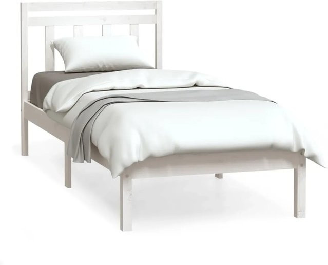 vidaXL Massivholzbett aus Kiefer in Weiß, rustikales Einzelbett B/T/H: 90 x 190 cm - Bild 1