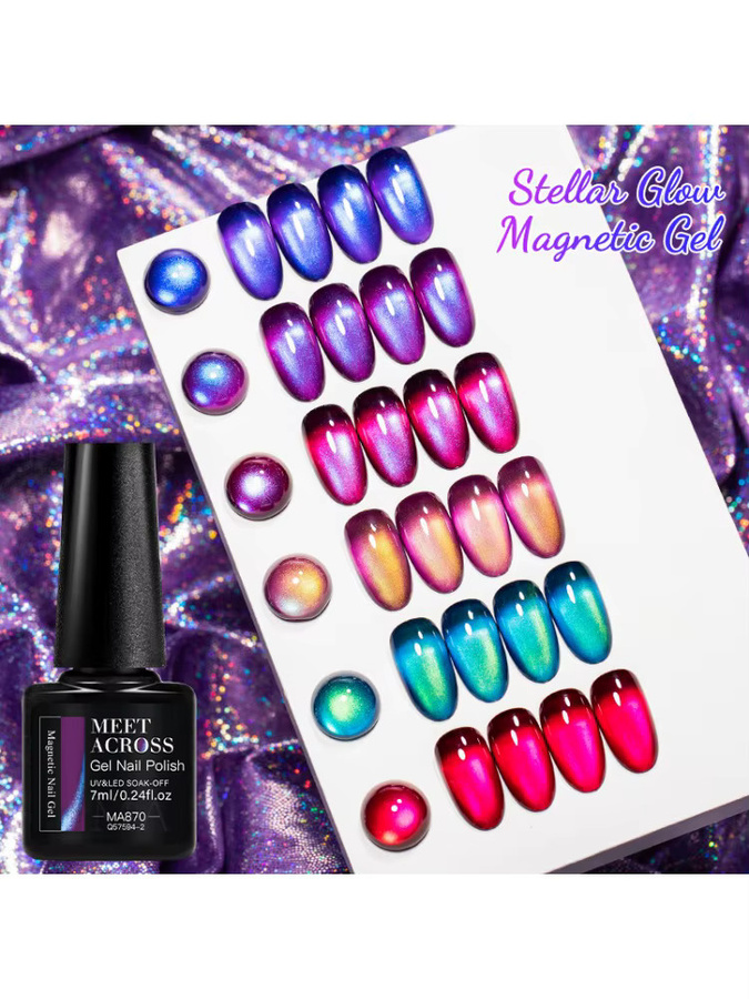 MEET ACROSS Aurora Cat Eye Gel-Nagellack, Blue Aurora Effect, 7 ml - Bild 7