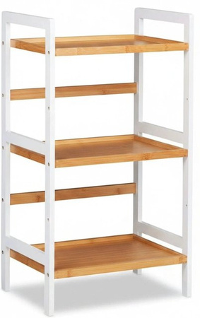 Relaxdays Badregal aus Bambus und MDF in Weiß, feuchtigkeitsresistent mit 3 Ebenen, B/T/H: 80 x 45 x 31,5 cm