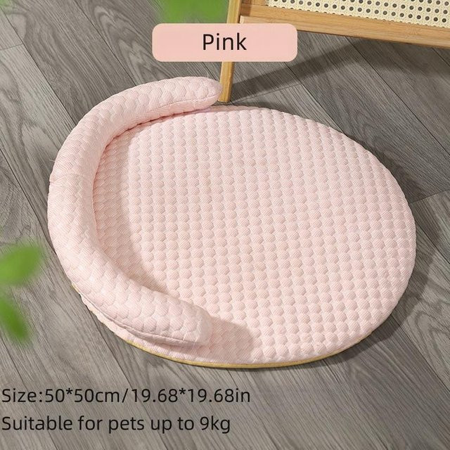 Yiran Furniture Sommerkatze Eisbohnenmatte Kühlende Katzenmatratze aus 100% Baumwolle, Rosa, Breite: 50 cm - Bild 1
