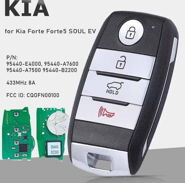 KEYECU Smart Remote Key 433 MHz 8A für Kia Forte Forte5 SOUL EV in Schwarz - Bild 1