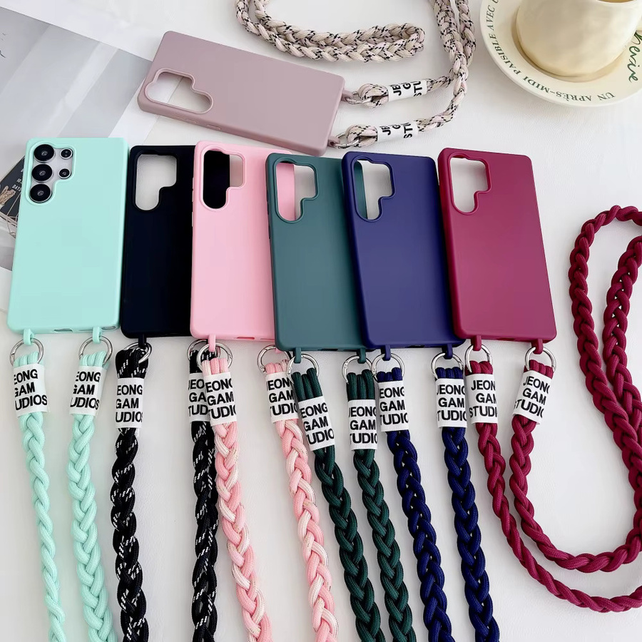 Xeber Silikon Crossbody Lanyard Strap für Samsung Galaxy S25 Ultra S24 FE S23 Ultra S22 S21 S20 FE A56 A36 A55 A35 A54 A73 in Grün - Bild 1