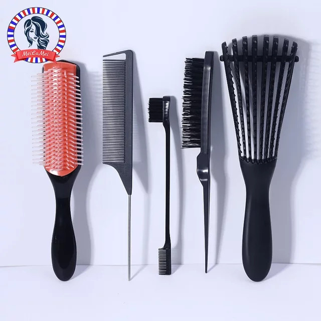3/5-teiliges Lockenkamm- und Bürstenset, für lockiges und trockenes Haar, Unisex - Bild 1