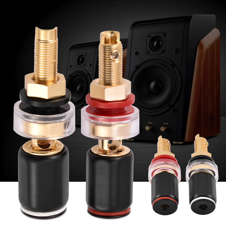 VBESTLIFE Kupfer Lautsprecher Verstärker Terminal für 4mm Bananen Stecker, Schwarz & Rot - Bild 2