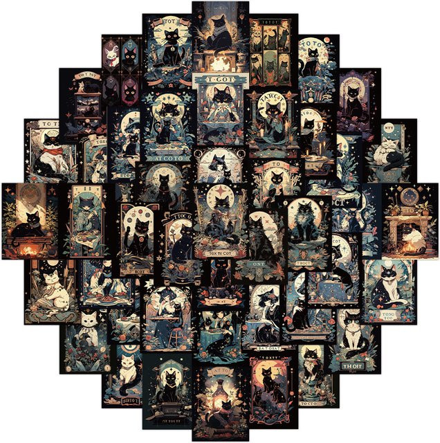 Rspctou Katze Tarot Aufkleber Bunt / Mehrfarbig - Bild 1