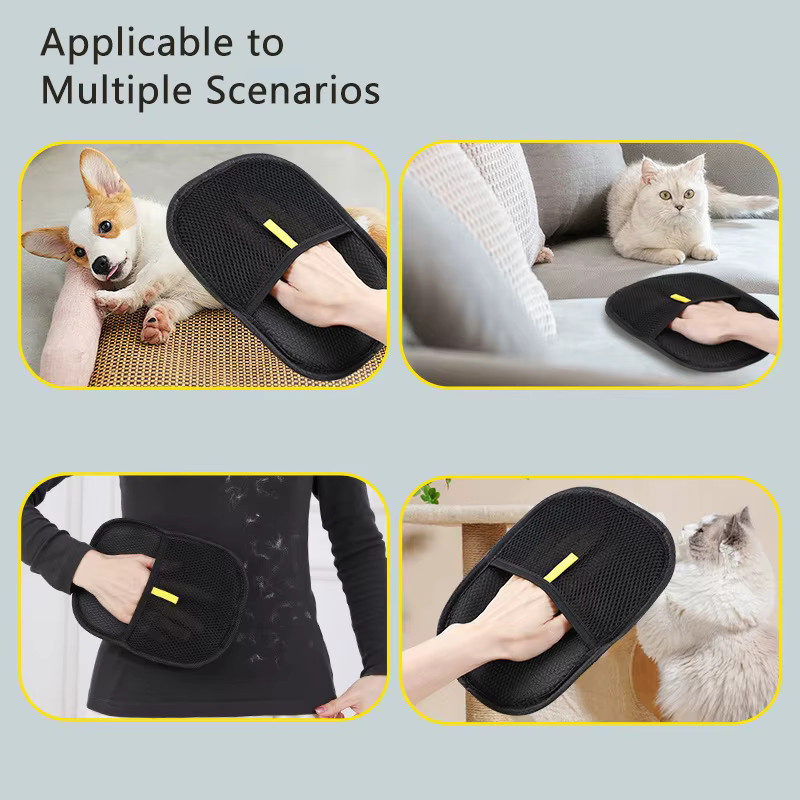 Pawstrip Tierhaarentfernungshandschuhe in Schwarz, doppelseitige Pflegehandschuhe für Katzen mit statischer Elektrizität, wiederverwendbar - Bild 4