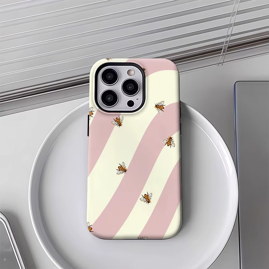 Potdemiel Bienenstreifen Handyhülle für iPhone 17 16 15 14 13 Pro Max Plus, robuste magnetische Schutzhülle in Multicolour - Bild 3