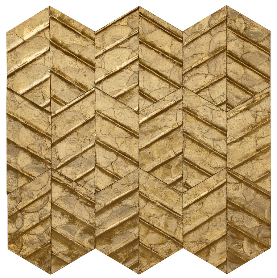 Arte Wallpaper Lucea Marigold - Gelb und Gold mit Capiz-Muscheln im Art-Deco-Design - Bild 2