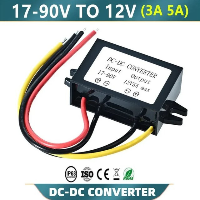 DC-DC Wandler Spannungsregler von kangwobei für Golfwagen und Audio-LED-Leisten, Eingang 17-90V, Farbe: Schwarz - Bild 1