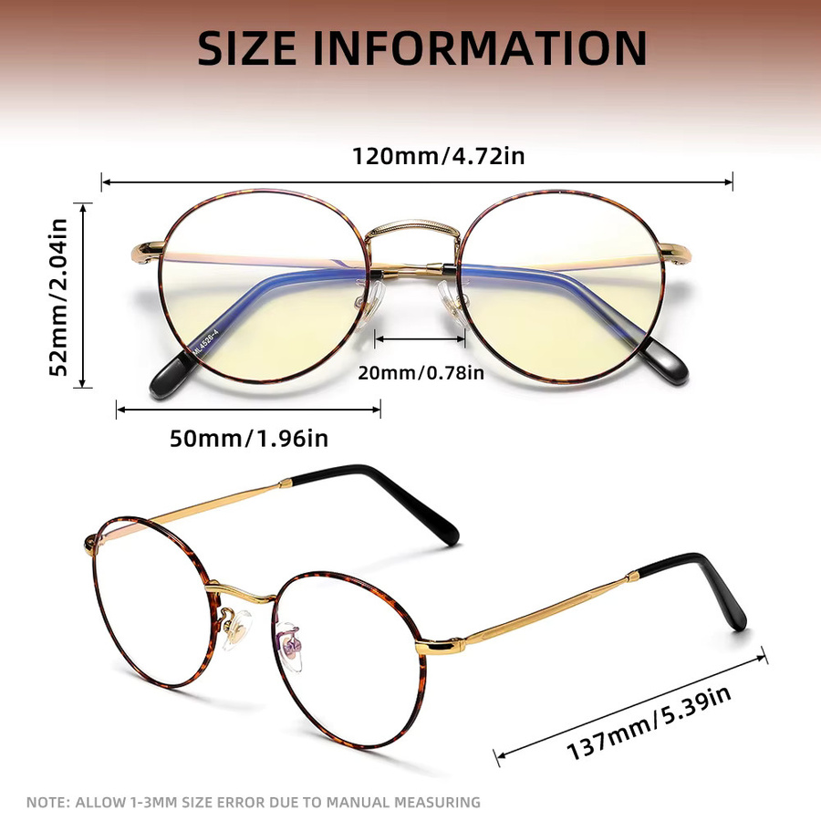 KINGDREAM Runde Korrektionsbrille, Metall, Vollrand, Unisex, Blaulichtfilter - Bild 1
