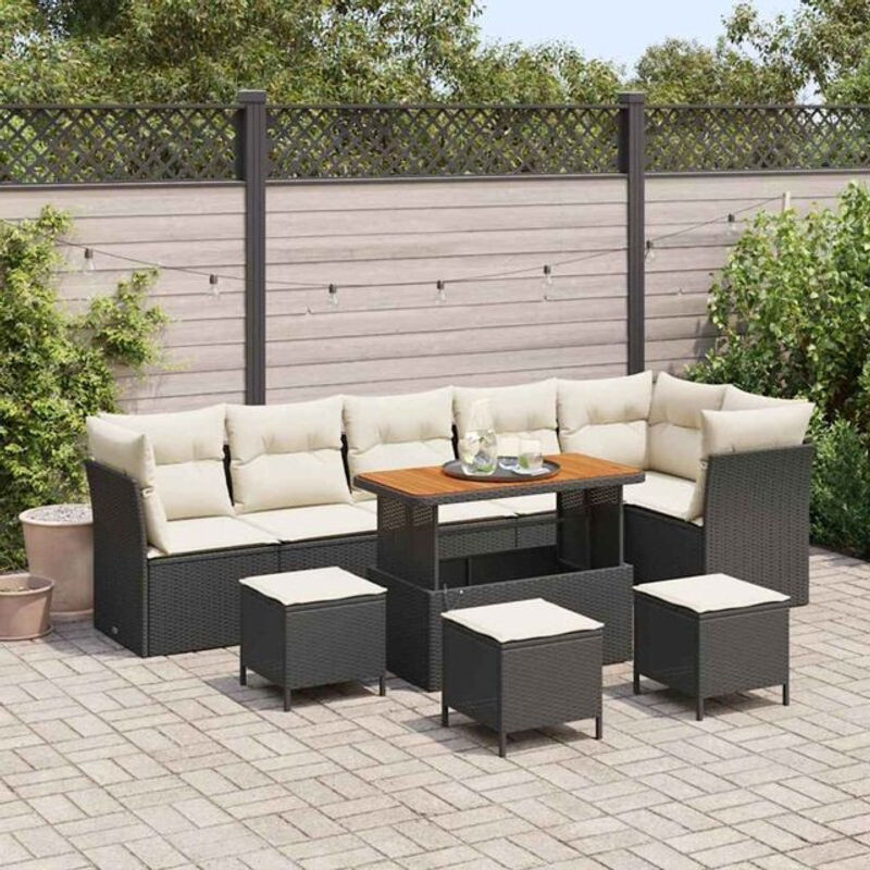 Modernes Garten-Sofa-Set aus Poly-Rattan in Schwarz von vidaXL, 10-teilig - Bild 1