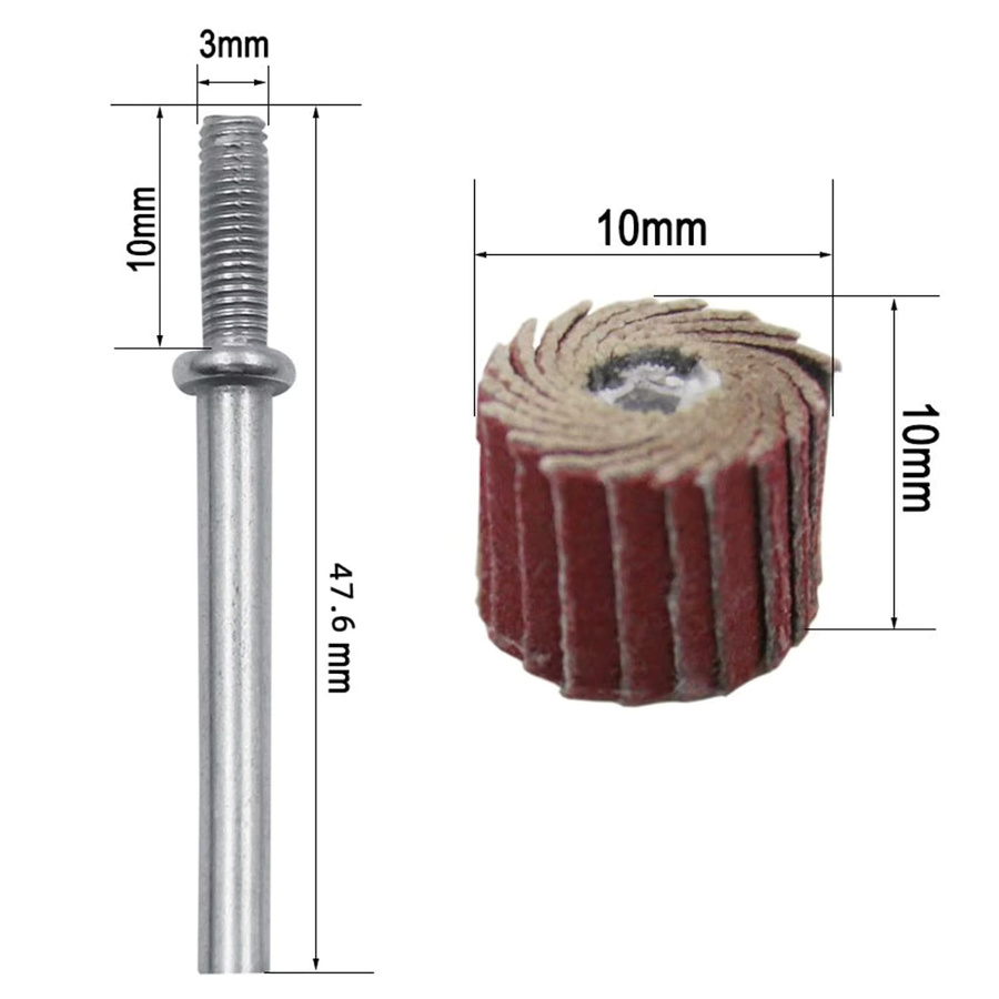 Vibratite Fächerschleifscheiben-Set 11-teilig mit Körnungen 80 bis 600 für Dremel Rotations-Schleifwerkzeuge, B/H/T: 1,0 x 1,0 x 0,3 cm - Bild 2