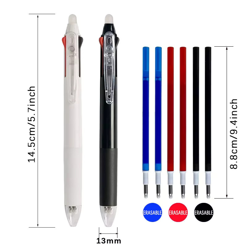 MROOFUL 3-in-1 löschbares Gelstift-Set mit 0,5 mm Mine in Schwarz, Blau und Rot inklusive Nachfüllungen und waschbarem Griff - Bild 4