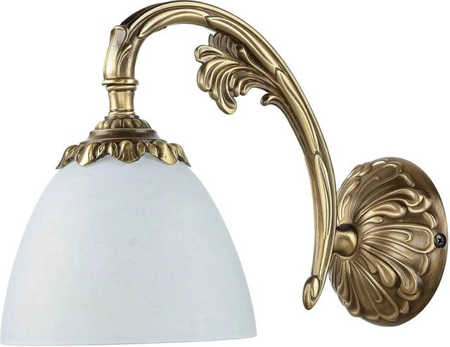 Licht-Erlebnisse Wandlampe im Jugendstil aus Messing und Glas in Bronze und Weiß, Höhe: 19 cm, E14 - Bild 1